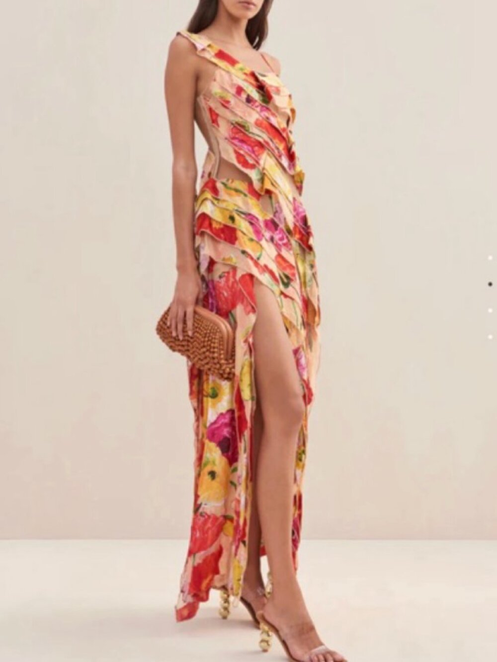 Cult Gaia WHITNEY GOWN - PAINTED FLORAL- size M